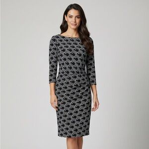 Lauren Ralph Lauren Black White Monochrome Sheath Dress